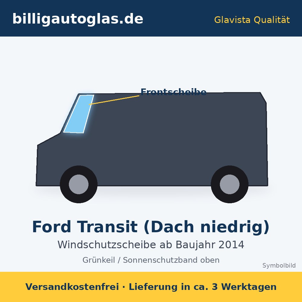 Frontscheibe Ford Transit (Dach niedrig) ab 2014 – Glavista Windschutzscheibe